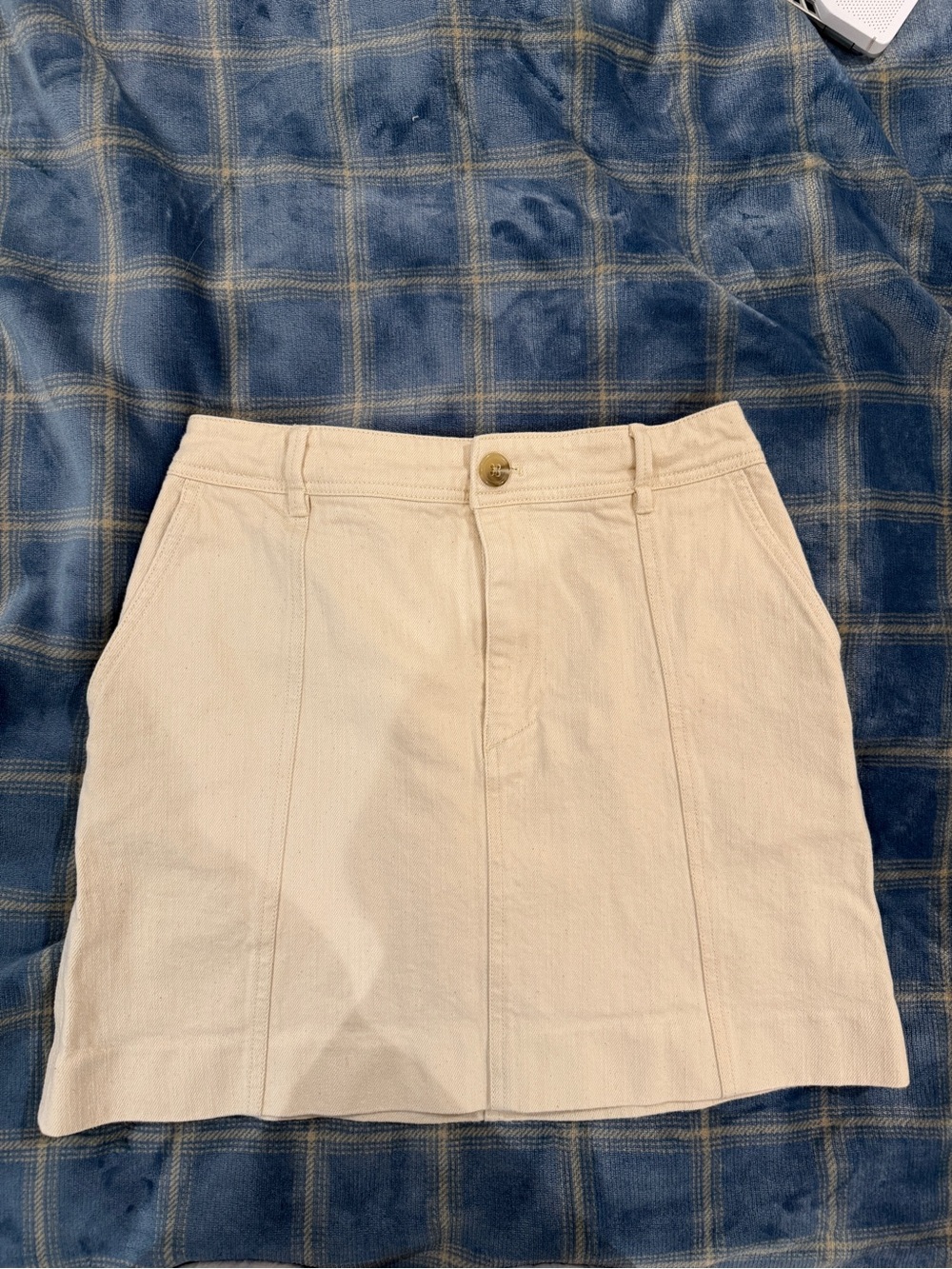 Women's jean Cream Mini Skirt - Classic A-Line Style